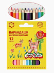 Карандаши " Каляка-Маляка " мини 12цв шестигранные деревянные, картонная упаковка, европодвес