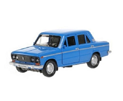377955 Машина металл ВАЗ-2106 ЖИГУЛИ длина 12 см, двери, багаж, инерц, СИНИЙ, кор. Технопарк в кор.2