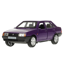 370247 Машина металл LADA-21099 "СПУТНИК" 12 см, двери, багаж, инер, баклажан, кор. Технопарк в кор.