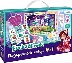 Enchantimals Набор 4в1. лото с загадками, мемо пары, домино счет+пазл 24эл на внимательность. 07564