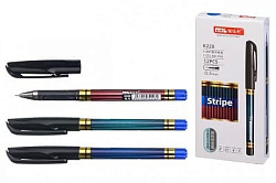 Ручка гелевая " Basir " Stripe синяя 0,5мм, игольчатый наконечник, рифленый держатель, корпус с рису