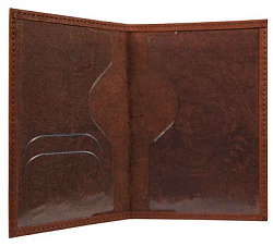 Обложка для паспорта " Имидж " Медведь, коричневая, натуральная кожа, блинтовое тиснение