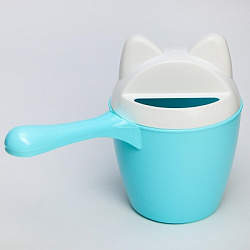 Ковш для купания и мытья головы, детский банный ковшик, хозяйственный «Котофей», 1 литр, цвет голубо
