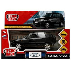 338207 Машина металл LADA NIVA длина 12 см, двери, багаж, инерц, черный, кор. Технопарк в кор.2*36шт