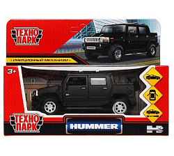 317581  Машина металл HUMMER H2 PICKUP МАТОВЫЙ 12 см, двери, багажн, черный, кор. Технопарк в кор.2*