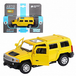 ТМ "Автопанорама" Машинка металл. 1:43  Hummer H3, желтый,  инерция, откр. двери, в/к 17,5*12,5*6,5 