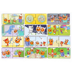 Игрушка деревянная пазл  12,5*6 см. Три Кота терм. пакет Буратино в кор.15шт