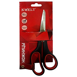 Ножницы " KWELT " 18,0см эргономичные пластиковые ручки с резиновыми вставками, блистер, европодвес