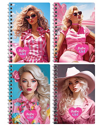 Записная книжка А6, 80л. на гребне BG "Pink girls" ЗК6гр80 12800