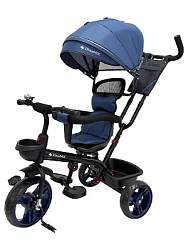 Велосипед трёхколесный с ручкой НЕПТУН (колеса EVA 10"/8" поворот.сиденье)синий  (Арт ВЛ-2776)