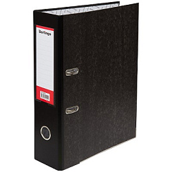 Папка-регистратор Berlingo "Hyper", 80мм, мрамор, с карм. на корешке, нижний метал. кант, черная