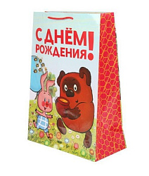 Пакет подарочный глянцевый СОЮЗМУЛЬТФИЛЬМ l, Винни Пух,140 гр/м2 ЧУДО ПРАЗДНИК в кор.10*12шт