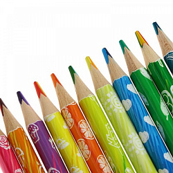 Карандаши цветные деревянные с многоцветным грифелем 12шт " Каляка-Маляка " 6М трехгранные, картонна