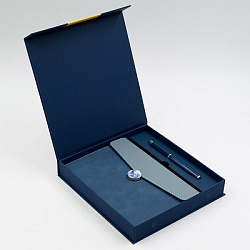 Ежедневник А5 иск.кожа 120л ОКИНАВА СИНИЙ ЛЕД +ручка в подар.упак. арт.14300 (1/20шт)