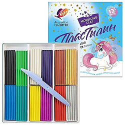 Пластилин " Луч " Волшебная палитра 12цв со стеком, с золотом и серебром, картонная упаковка