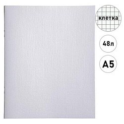 Тетрадь А5  48л клетка " Hatber " бумвинил Metallic Белая, офсет, на скобе