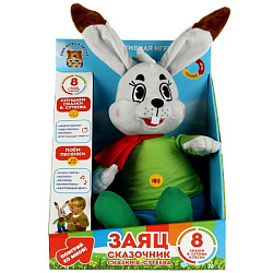 339488 Игрушка мягкая интеракт Сутеев В. заяц сказочник, 33см, озвуч, в кор МУЛЬТИ-ПУЛЬТИ в кор.12шт