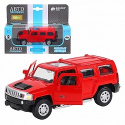 ТМ "Автопанорама" Машинка металл. 1:43  Hummer H3, красный,  инерция, откр. двери, в/к 17,5*12,5*6,5