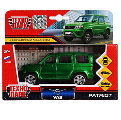 300463 Машина металл UAZ patriot, 12 см, дв., багаж., инерц., зеленый, кор. Технопарк в кор.2*24шт