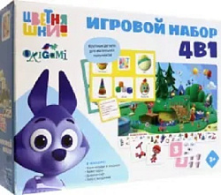Цветняшки. Набор 4в1. лото с загадками, мемо пары, домино счет+пазл 24эл на внимательность. 07563