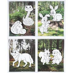 Раскраска А4 ЛЕСНЫЕ ДРУЗЬЯ (Р-0097) 8л, обл.-целл.карт, уф-лак, бл-офс,полноцв, скрепка, 198х260