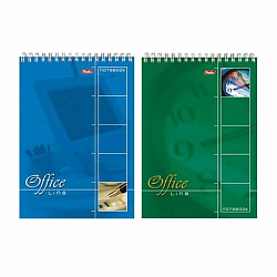 Блокнот А5 спираль сверху  60л " Hatber " Office line, клетка, обложка - ламинированный картон, жест