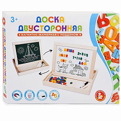 Доска двухсторонняя магнитно-маркерная с поддоном (рус.алф., цифры, знаки) арт.02272