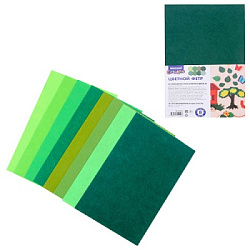 Фетр цветной " Mazari " А4 8л 8цв 1мм Зеленый ассорти, мягкий, пластиковый пакет, европодвес