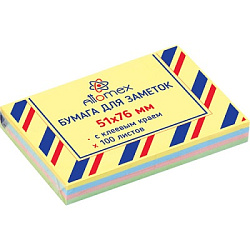 Блок самоклеящийся (стикеры) 51*76мм 100л пастель, 4 цвета, ассорти " deVente "