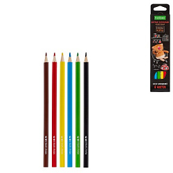 Карандаши цветные деревянные ECO Кофейные коты 06цв " Hatber " шестигранные, картонная упаковка, евр