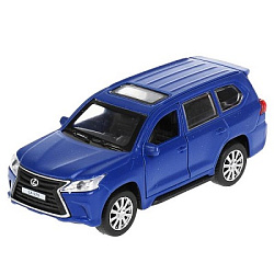 Машина металл LEXUS LX570 матовый дл 12 см, отк дв, баг, инер, синий, кор. Технопарк в кор.2*36шт