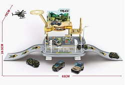 Парковка №8558 "Военная"/3-машины металл+1вертолёт/кор/39*6*27,3