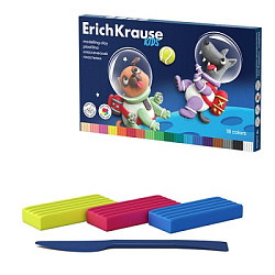 Пластилин " Erich Krause " Kids Space Animals 18цв, 324г, со стеком, картонная коробка