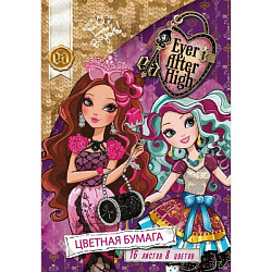 85875 Бумага цветная "Ever After High", формат А4, 8 цветов, 16 листов