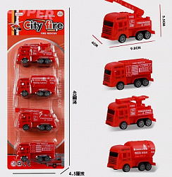 Набор пожарной техники №2023-42 инерция/4шт/блистер/40*4,5*13,5