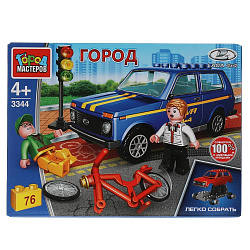 320493   Конструктор LADA 4х4: авария с велосипедистом, 76 дет. (легко собрать) Город мастеров в кор