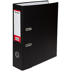 Папка-регистратор Berlingo "Hyper", 80мм, бумвинил, с карм. на корешке, нижний метал. кант, черная