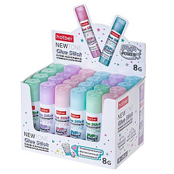 Клей-карандаш " Hatber " NEWtone  8гр, основа PVP, 4 дизайна, картонный дисплей, 10702070/020524/315