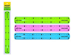 Линейка " Mazari " гибкая 30см пластиковая, ассорти 4 цвета, пакет, европодвес