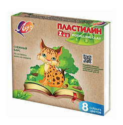 Пластилин " Луч " ZOO 8 цв 120г картонная упаковка