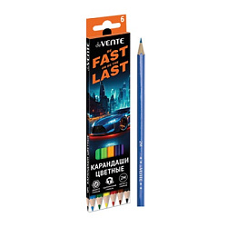Карандаши цветные деревянные Fast Or Last 06цв " deVente " 2М шестигранные, картонная упаковка, евро