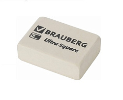 Ластик BRAUBERG "Ultra Square", 26х18х8мм, белый, натуральный каучук, 228707