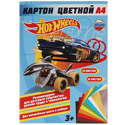 314311 Картон ХОТ ВИЛС цветной, немелов, 10л, 10цв, а4, hot wheels Умка в кор.30шт