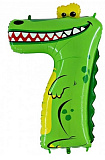 Шар (40''/102 см) Цифра, 7 Крокодил, 1 шт.