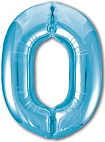 Фольгированный шар (40''/102см) Цифра, 0, Голубой, в упаковке №755266