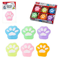 Ластик " Mazari " Лапки,  35*40*7мм, ПВХ, фигурный, 6 дизайнов, картонная коробка