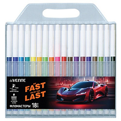 Фломастеры " deVente " Fast Or Last 18цв круглые, невентилируемый колпачок, пластиковый блистер, евр