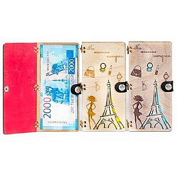 Конверт для денег деревянный (купюрница) " На женские штучки " Эйфелева башня, на кнопке, фигурная в