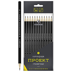 Набор карандашей ч/гр " ВКФ " Проект 12шт: 6М (6B), 5М (5B), 4М (4B), 3М (3B), 2М (2B), М (B), ТМ (H