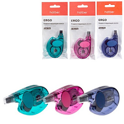 Корректирующая лента " Hatber " Ergo 5мм*8м, ассорти, пакет, европодвес